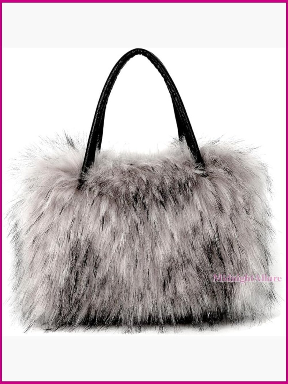 Faux Fur Tote Bag Shoulder Handbag Large Capacity Zipper Closure
